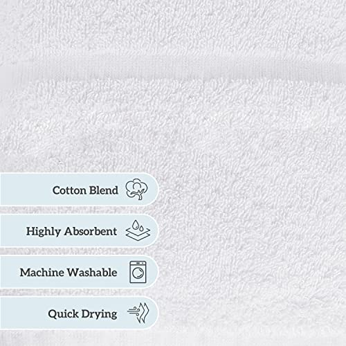 GREEN LIFESTYLE Dobby Border Towel 27x54 Cotton Blend Soft and Plush Crisp Highly Absorbent White Bath Towel Ideal for Home, Hotels, Pools, Spa (Pack of 24)