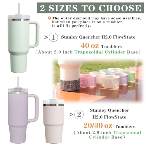 WORBSS Diamond Glitter Silicone Boot for Stanley H2.0 Tumbler 20-30oz Accessories for 2.8-2.9 inch Trapezoidal Cylinder Base Water Bottles Bottom Anti-Slip Protector Sleeve Cover Bumper Decoration