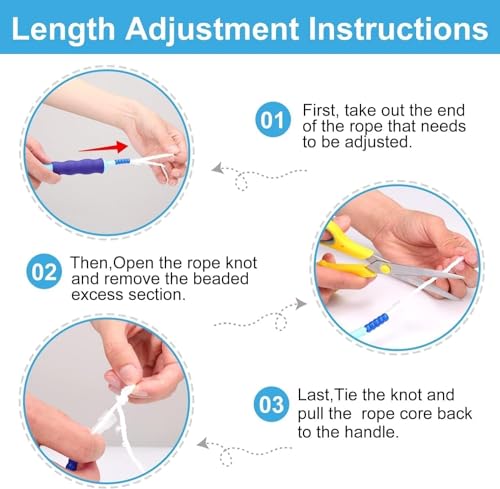 GRAWUN Jump Rope For Kids, Soft Beaded Jump Rope, Adjustable Length Tangle-Free Segmented Soft Beaded Skipping Rope, for Women, Men and Kids Keeping Fit, Workout and Weight Loss