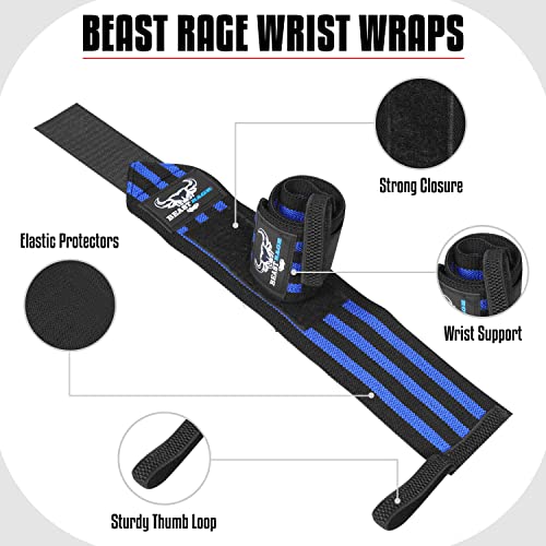 BEAST RAGE Lifting Wrist Straps for Weightlifting, Weight Lifting Straps Gym Power Workouts Lifting Straps Padded Cotton Men Women Supportive Lift Deadlift Straps Hard Pull Exercise Straps (Black)