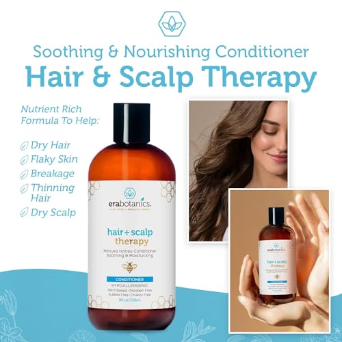 Era Organics Manuka Honey Dry Scalp Conditioner - Sulfate Free, Soothing and Moisturizing for Damaged Hair - Argan Oil for Women or Men