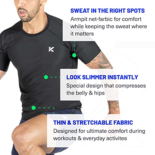 Kewlioo Men's Sauna Suit Shirt - Heat Trapping Sweat Compression Vest, Shapewear Top for Men, Sweat More & Look Great, Gym Workout Exercise Versatile Heat Shaper Jacket (Gray Camo, S)