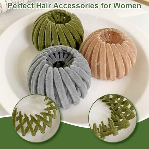 Aokid 8PCS Birds Nest Hair Clips - Expandable Hair Bun Maker Hair Accessories for Women Ponytail Holder Hair Bun Clip for Thin Thick Fine Curly Hair, Plastic Hair Barrettes Hair Scrunchies, Mix D