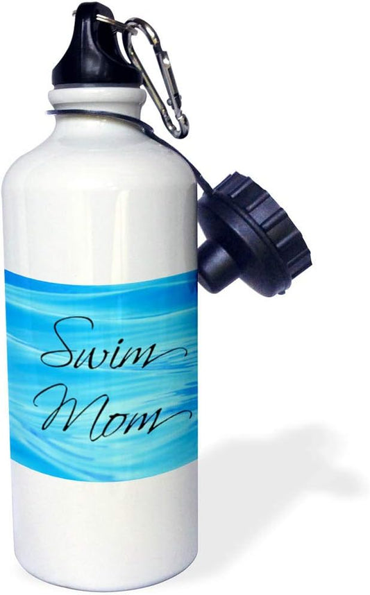 3dRose Swim mom, Background, Pool Sports Water Bottle, 21oz , 21 oz, Multicolor