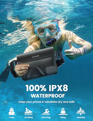 2 Pack Lamicall Waterproof Fanny Packs, Dry Bag Pouch - [Elastic Waist Strap] Phone Waterproof Waist Pouch Dry Bag, Beach, Kayak, Swimming, Boat Essentials, 8.7” for iPhone 15 14 13 Pro/Max, Clear