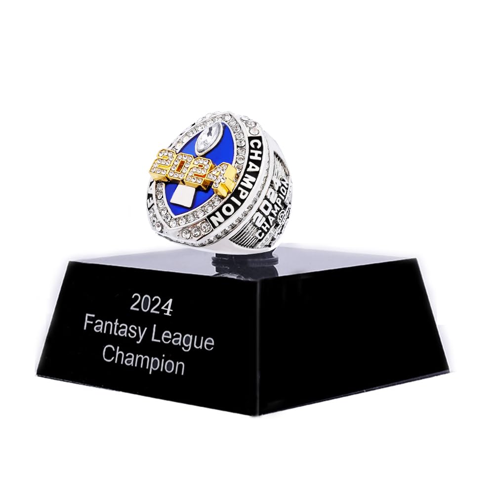 guancrown Fantasy Football Championship 2024 Ring Award Prize Sports Winner FFL Champion Ring (size 11, ring with case)