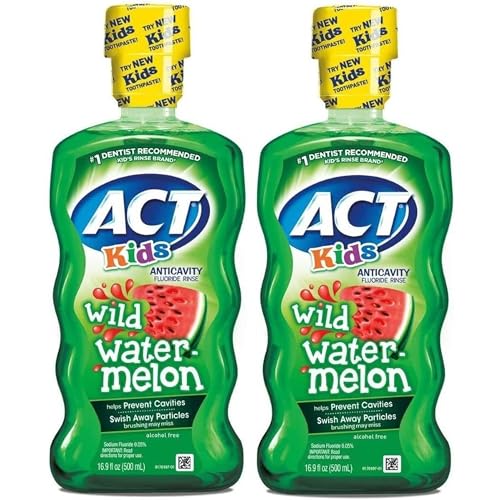 ACT Kids Anticavity Fluoride Rinse, Wild Watermelon, 16.9 Ounce (Pack of 2)