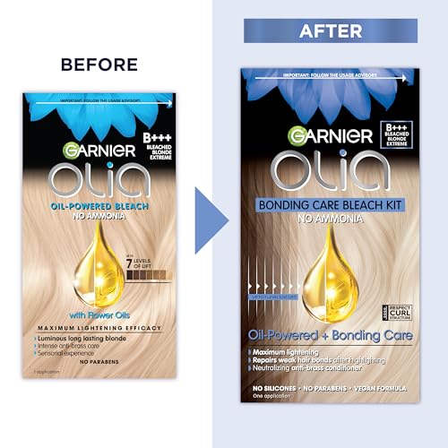 Garnier Hair Color Olia Ammonia-Free Brilliant Color Oil-Rich Permanent Hair Dye, B+++ Bleach Blonde Extreme, 2 Count (Packaging May Vary)
