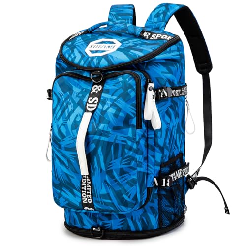 Gym Duffle Bag Backpack with Shoe Compartment,4 ways Travel Backpack for Women and Men,Multi-Functional Weekender bag with Waterproof Layer&Laptop Compartment for Fitness, Travel,Camping(Black)