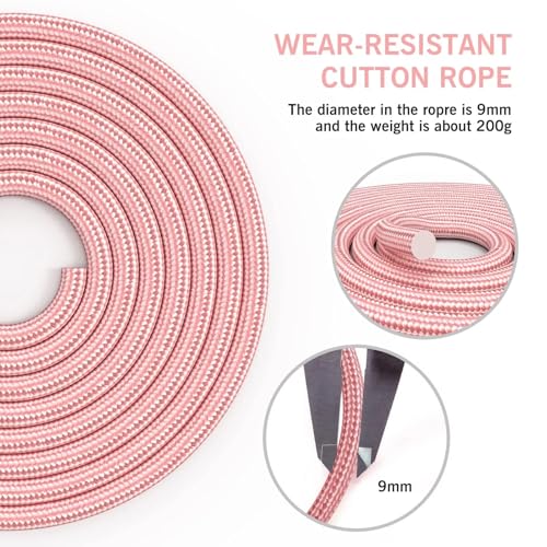 FITMYFAVO Jump Rope Cotton Adjustable Skipping Weighted jumprope for Women，Adult and Children Athletic Fitness Exercise Jumping Rope (Red)