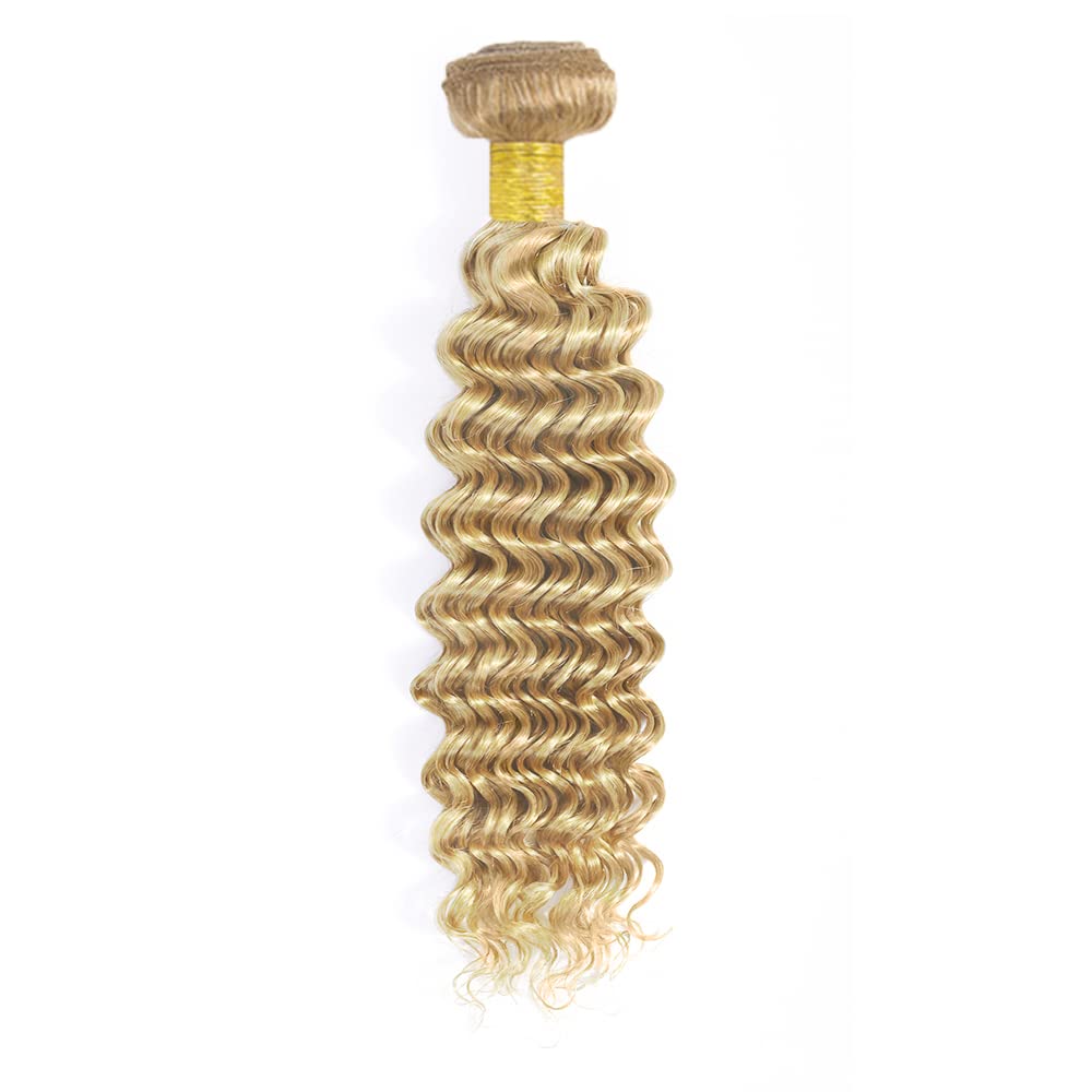 WuvuSnm 613 Deep Wave BUndles Human Hair Blonde Bundles P27/613 Human Hair Bundles 26 inch Single Bundle Honey Blonde Wet and Wavy Bundles for Black Women