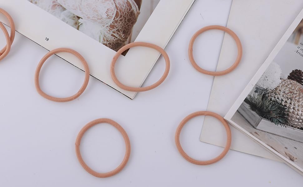 100PCS Hair Tie, 4MM Elastic Hair Ties No Damage Ponytail Holder for Women, Men and Girls (4mm Beige Blonde)