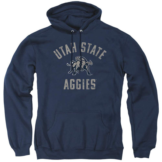 Utah State University Official Utah Aggies Logo Unisex Adult Pull-Over Hoodie,Navy, Medium