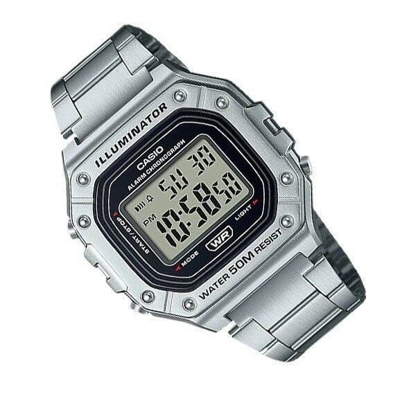 Casio Men's Quartz Sport Watch with Resin Strap, Silver, 28 (Model: W-218HD-1AVCF)