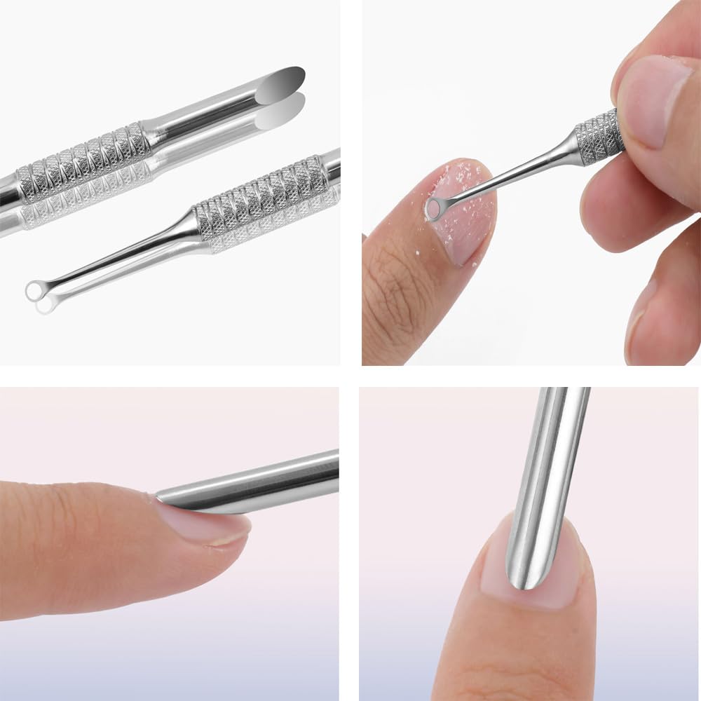 KACHIMOO Cuticle Pusher with 2 Ends,Pre-treatment Cuticle Pusher Cuticle Remover with Sandpaper Sheets,Nail Art Dead Skin Removing Manicure Tool (1 Cuticle Pusher+5 Sandpaper Sheets)