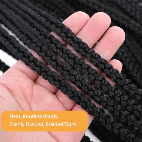 Crochet Box Braids 6 Packs 144 Strands 14 Inch Goddess Box Braids Crochet Hair Pre looped Crochet Hair 3x Crochet Braids for Black Women (14 Inch 1B)