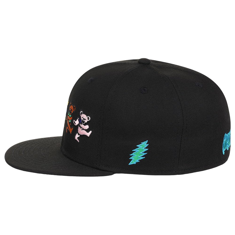 Grateful Dead Dancing Bears Fitted Hat (7 3/8, blk/Gry), Black/Grey