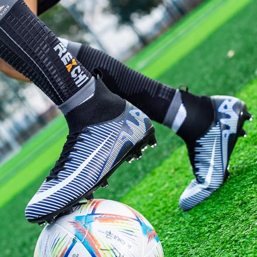 GXBX Men's Soccer Cleats Youth Big Kid Boys Girls Indoor Outdoor Soccer Cleats Shoes Black Blue Green Gray Football Training Shoes