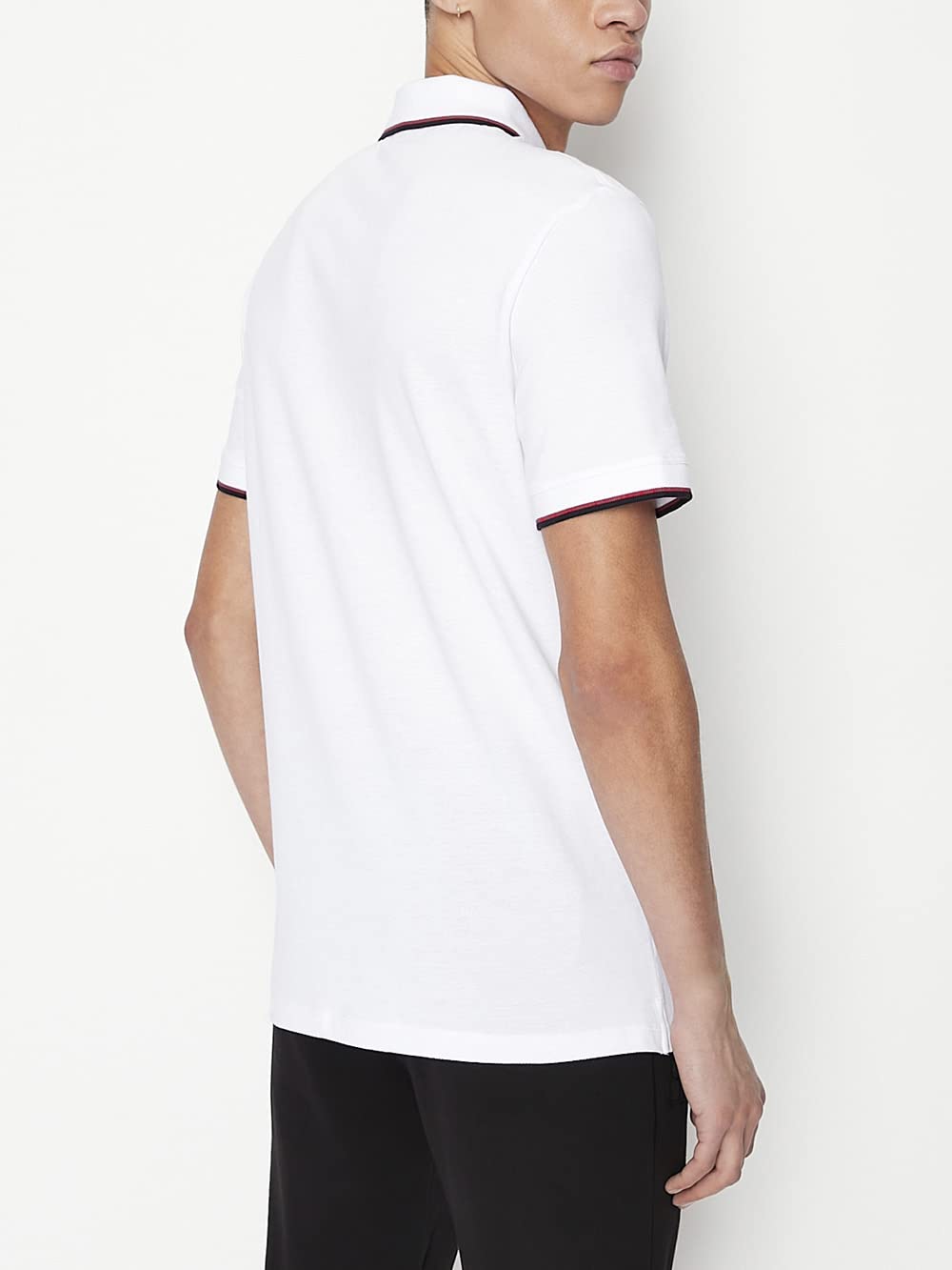 A|X Armani Exchange Men's Short Sleeve Jersey Knit Polo, 1100 White, S