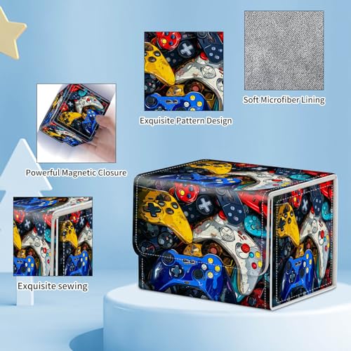 ACWDMKH for MTG Commander Deck Box,Card Deck Box for Trading Card Yugioh MTG Cards,Fits 100 Double Sleeved Cards,PU Leather Magnet TCG MTG Deck Case for Magic Commander Deck Box,Purple Snake Flower