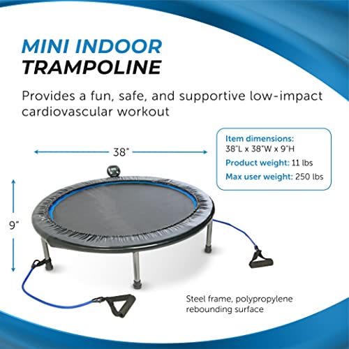 Stamina Intone Plus Trampoline with Resistance Bands - 38 inch Exercise Rebounder, Outdoor and Indoor Trampoline, Exercising Equipment at Home, Recreational Trampolines
