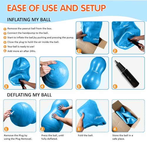 Meex Sensory Peanut Ball for Kids Therapy and Exercise - Enhance Balance, Motor Skills and Physical Therapy Calming Development with Our Yoga Ball - Flexible Seating for Autistic Children - Blue