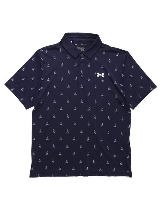Under Armour Playoff 3.0 Printed Mens Golf Polo Midnight Navy White S