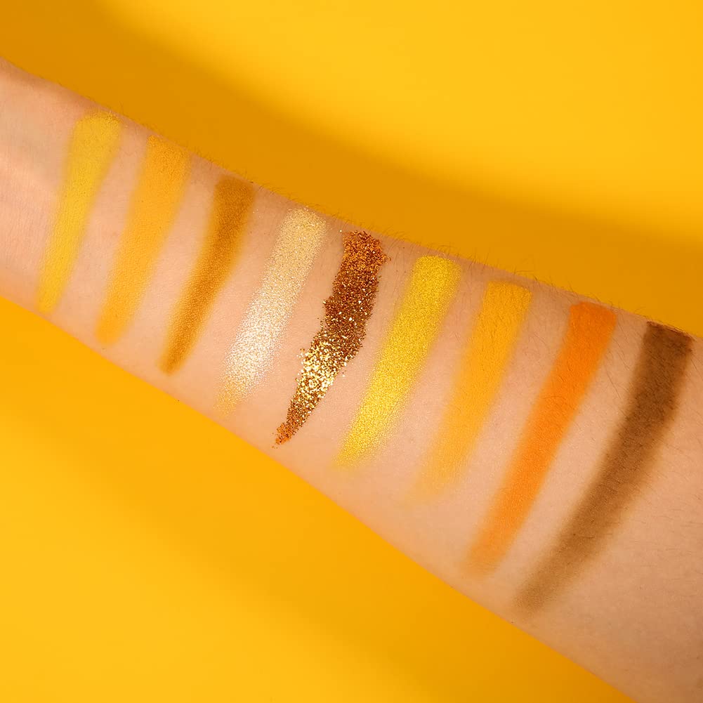 docolor Eyeshadow Palette 9 Colors Yellow Eyeshadow Gemstone Shadow Palette Highly Pigmented Mattes Shimmers Naked Smokey Glitter Cream Colorful Powder Blendable Long Lasting Waterproof Makeup Palette