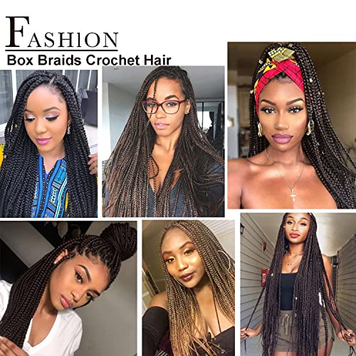 Crochet Box Braids 6 Packs 144 Strands 14 Inch Goddess Box Braids Crochet Hair Pre looped Crochet Hair 3x Crochet Braids for Black Women (14 Inch 1B)