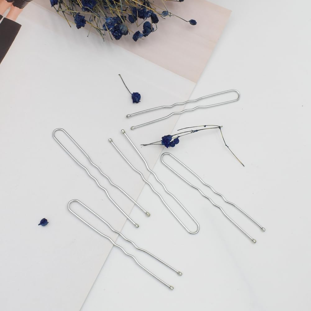 330 Count U Shaped Silver Hair Pins for Buns, YINGFENG 2.4inch Bun Pins Silver Hair Pins for Women with Storage Box for Updos French Twists