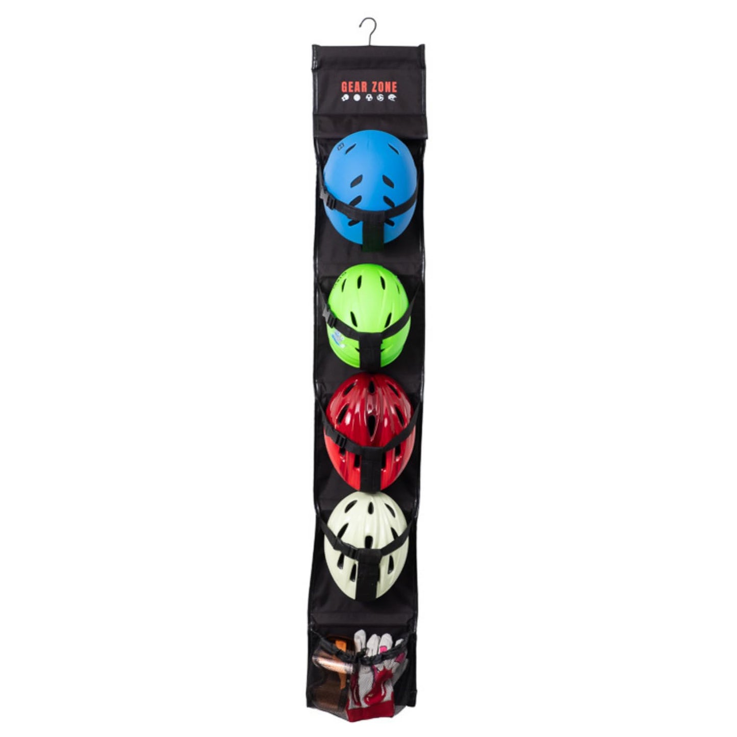Gear Zone Hanging Sports Equipment Organizer | Multi-Purpose | Garage Sports Ball Storage | Storage for Basketball Football Volleyball Tennis Soccer Biking | Toy Storage | Includes Hook