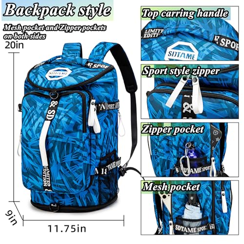 Gym Duffle Bag Backpack with Shoe Compartment,4 ways Travel Backpack for Women and Men,Multi-Functional Weekender bag with Waterproof Layer&Laptop Compartment for Fitness, Travel,Camping(Black)