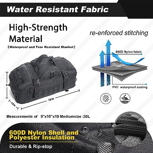 3 In 1 Tactical 30L Military Backpack Travel Duffle Bag for Weekender Gym Workout Deployment