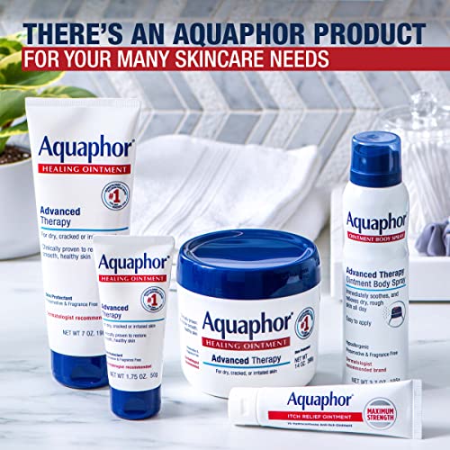 Aquaphor Healing Ointment Advanced Therapy Skin Protectant Skin Care Set, Body Moisturizer for Dry Skin, Minor Cuts and Burns, Dry Cuticles, Cracked Heels, Hands and Lips, 14 Oz Jar + 1.75 Oz Tube