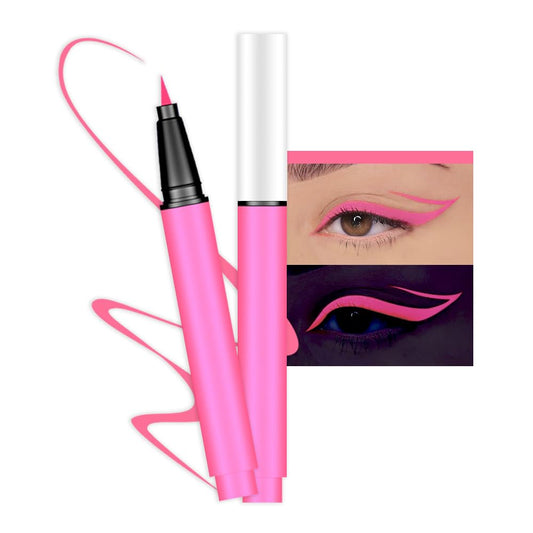 evpct Colorful UV Neon Liquid Eyeliner Pencil Pen, Rainbow Halloween Matte Colored Eyeliners Pencil Glow in Dark, Waterproof Long Lasting Highpigmented Delineador de ojos líquido de neón 05# pink