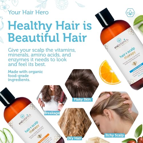 Era Organics Manuka Honey Dry Scalp Conditioner - Sulfate Free, Soothing and Moisturizing for Damaged Hair - Argan Oil for Women or Men