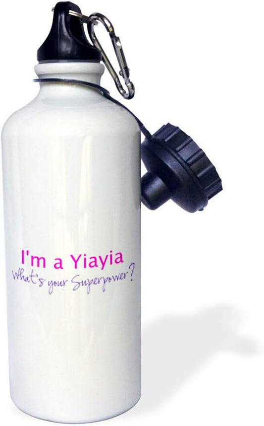3dRose I'm A What's Your Superpower-Hot Pink-Funny Gift for Grandma Sports Water Bottle, 21Oz, Multicolored