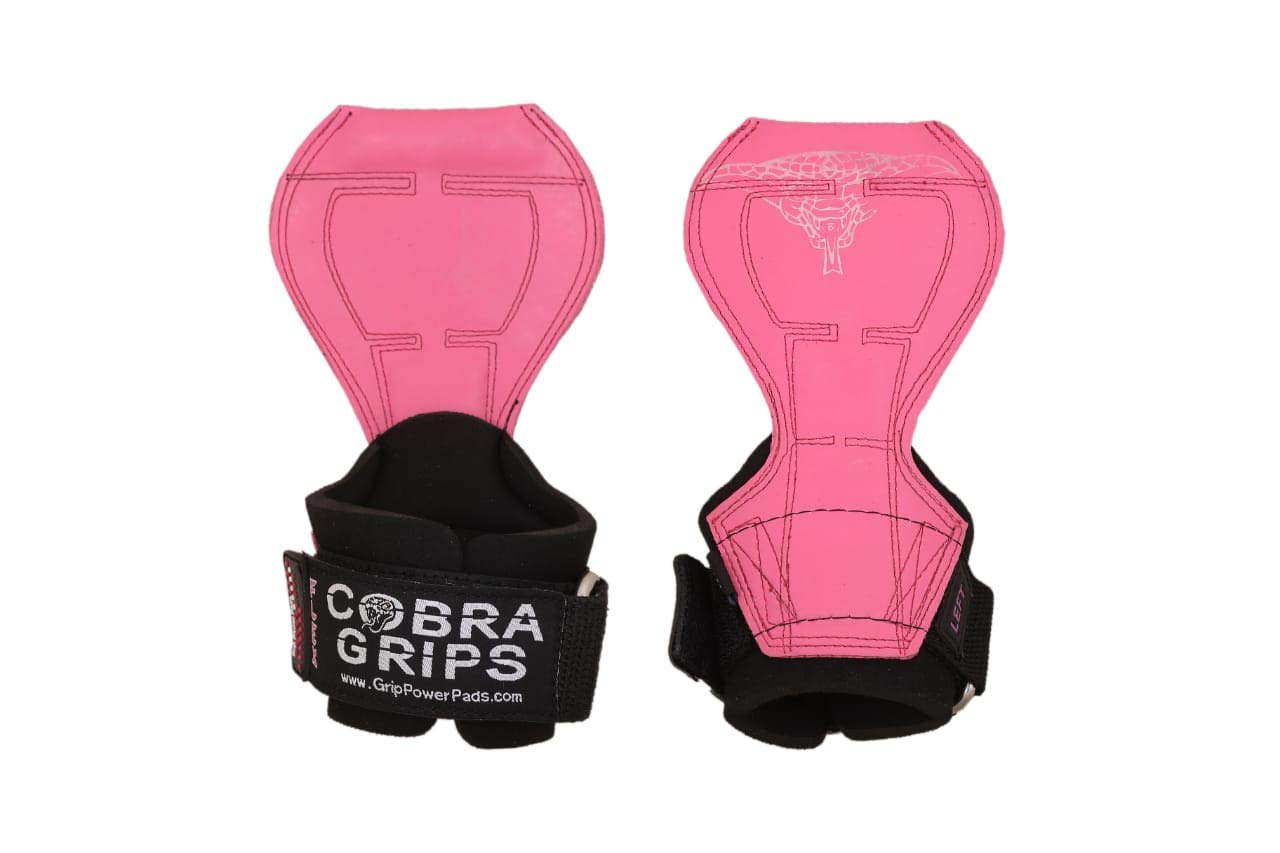 2018 Cobra Grips Flex Model Weight Lifting Gloves Heavy Duty Straps Alternative Power Lifting Hooks Best for Deadlifts with Padded Wrist Wrap Support Bodybuilding (Large, Pink Rubber)