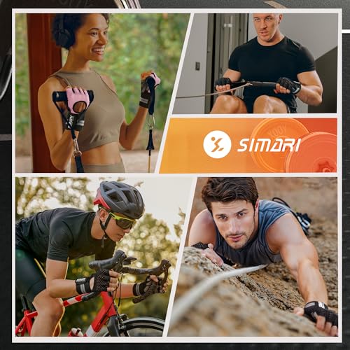 SIMARI Breathable Workout Gloves for Men Women, Padded Weight Lifting Gloves with Wrist Wraps Support, Full Palm Protection, Grip for Gym Training, Fitness, Weightlifting, Exercise Fingerless Black