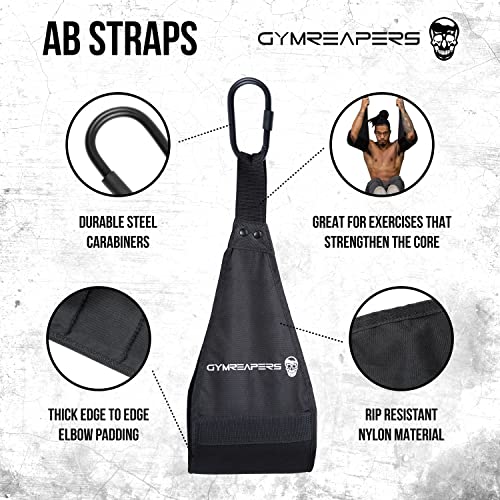 Gymreapers Hanging Ab Straps For Core Strength and Abdominal Training - Padded Adjustable Arm Supports For Bodyweight Exercises (Black)