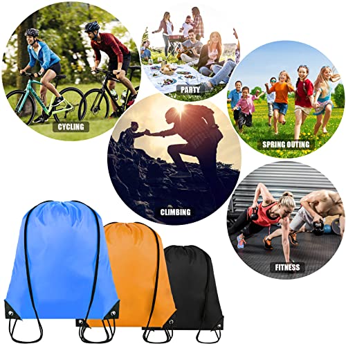 Grneric 40 Pieces Drawstring Backpack Bulk Cinch Sackpack Ployster Drawstring Bags for Gym Party Trip(Sky Blue)