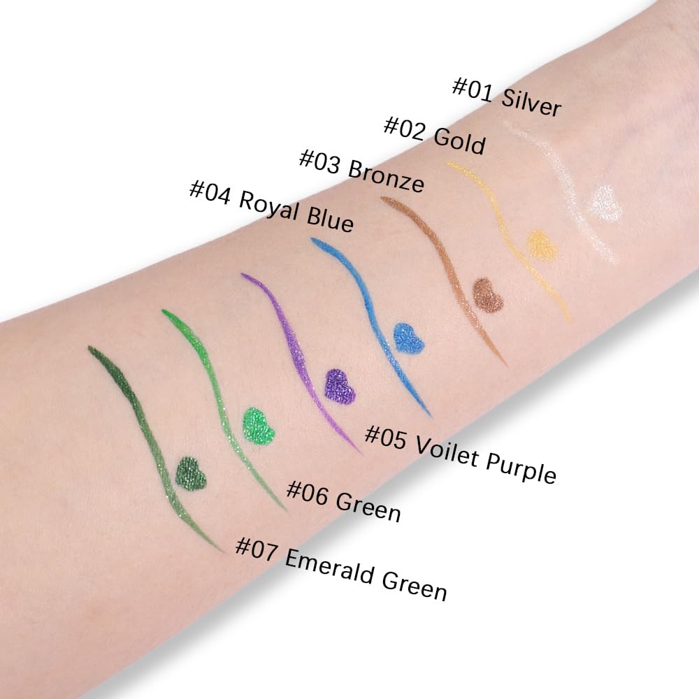 evpct 1Pcs Bronze Glitter Glittering Diamond Shimmer Liquid Eyeliner Eye Makeup Pencil Set, Sparkle Shimmer Colored Eyeliner Pen Waterproof Smudge Proof Long Lasting High Pigmented 03#