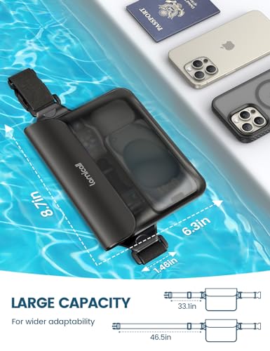 2 Pack Lamicall Waterproof Fanny Packs, Dry Bag Pouch - [Elastic Waist Strap] Phone Waterproof Waist Pouch Dry Bag, Beach, Kayak, Swimming, Boat Essentials, 8.7” for iPhone 15 14 13 Pro/Max, Clear