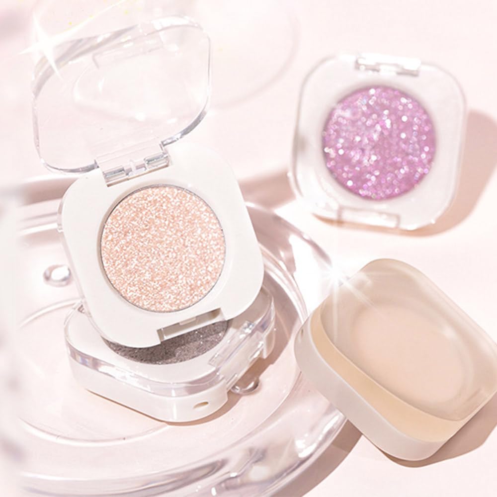Single Nude Rose Gold Shimmer Eyeshadow,Bright High Pigment Intense Monochrome Eye Shadow,Apply Makeup Easily,Glitter Pressed Powder Single Eyeshadow,24 Hour Eye Makeup Longwear Waterproof,Blendable