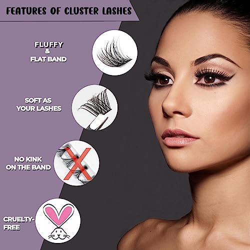 3D Thick Lash Extension Kit 320 Pcs Fluffy Lash Clusters 60D+80D 10-16mm Eyelash Extension Kit Individual Lashes with Bond and Seal Glue Tweezers DIY Eyelash Extensions for Beginners (60D+80D)