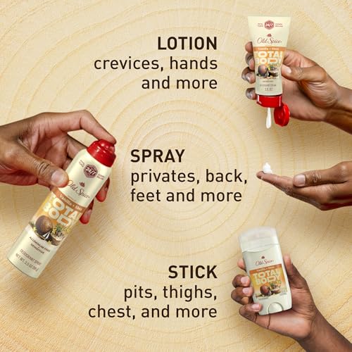 Old Spice Whole Body Deodorant for Men, Total Body Deodorant, Unscented, Aluminum Free Deodorant Stick for 24/7 Freshness // Dermatologist Tested Whole Body Deodorant, 3.0 oz