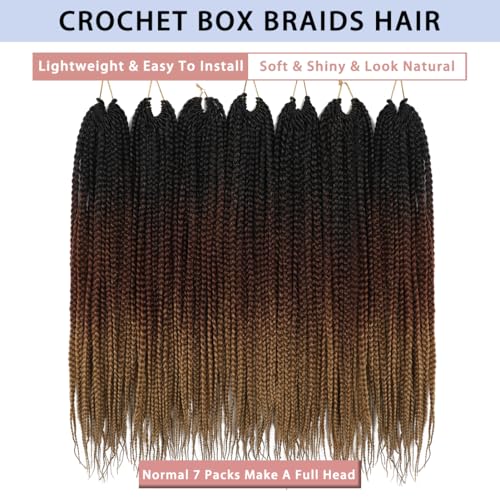 Crochet Box Braids Hair -14 Inch 7 Packs Pre-Looped Crochet Braids for Black Women With Braiding Hair Extensions-14 Inch 1B/30/27
