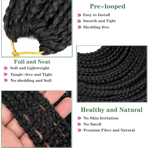 Crochet Box Braids 6 Packs 144 Strands 14 Inch Goddess Box Braids Crochet Hair Pre looped Crochet Hair 3x Crochet Braids for Black Women (14 Inch 1B)