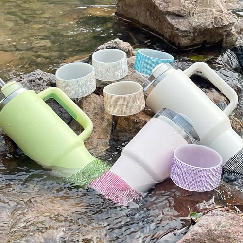 WORBSS Diamond Glitter Silicone Boot for Stanley H2.0 Tumbler 20-30oz Accessories for 2.8-2.9 inch Trapezoidal Cylinder Base Water Bottles Bottom Anti-Slip Protector Sleeve Cover Bumper Decoration