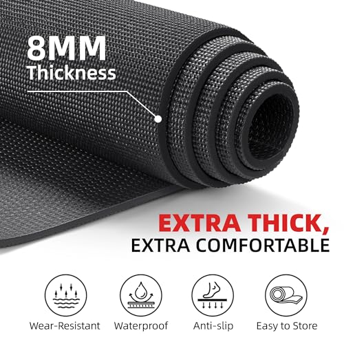 GymCope Extra Large Yoga Mat, 10'x6'/9'x6'/8'x6'/7'x5'/6'x4' (8MM) Wide Workout Mat for Women and Men, Thick Yoga Mats Ideal for Home Yoga, Pilates, Fitness, Exercise, Gym Mat for Barefoot Use